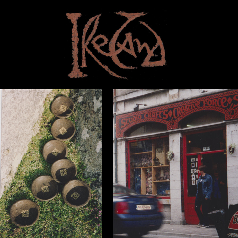 A hand-painted title reads Ireland above photographs of a shop-front and handcrafted bowls